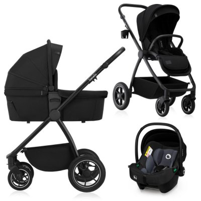 Poussette trio meril + nacelle + coque black onyx