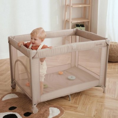 Lit parapluie bébé amelie compact avec matelas beige sand