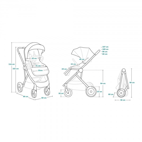 Poussette duo amber + nacelle grey graphite Lionelo