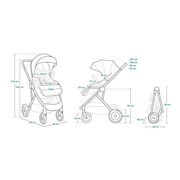 Poussette duo amber + nacelle grey stone Lionelo