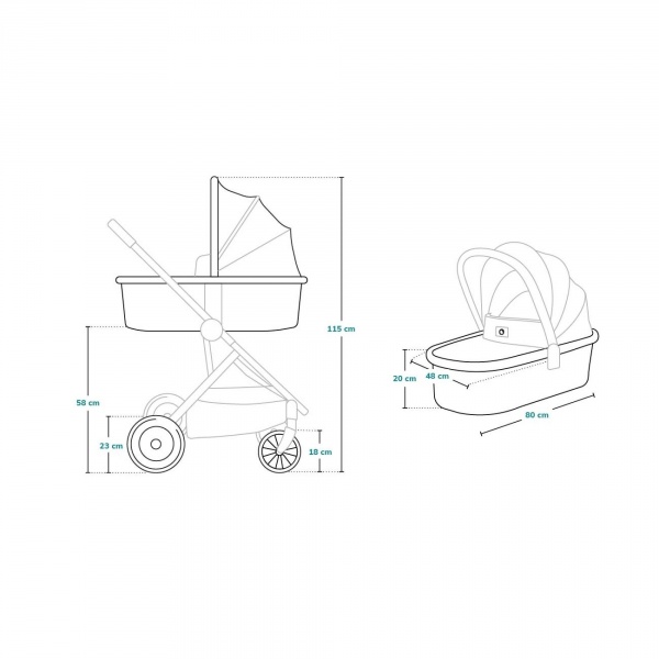 Poussette duo amber + nacelle grey stone Lionelo