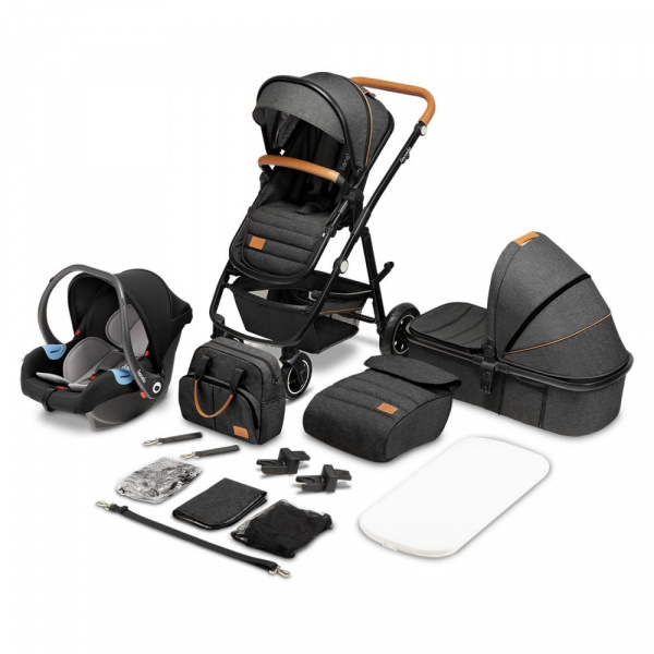 Poussette trio amber + nacelle + coque grey graphite Lionelo