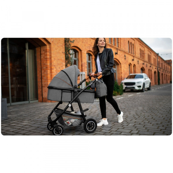 Poussette trio amber + nacelle + coque grey graphite Lionelo