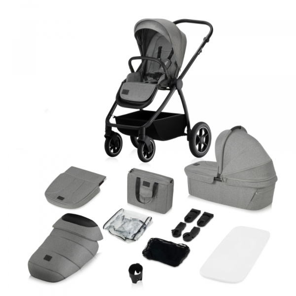 Poussette duo meril + nacelle grey stone Lionelo