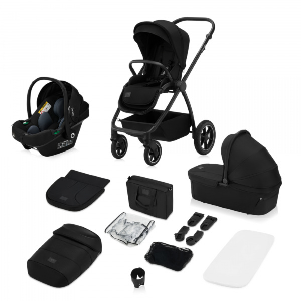 Poussette trio meril + nacelle + coque black onyx Lionelo