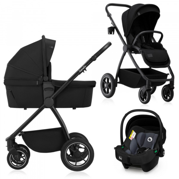 Poussette trio meril + nacelle + coque black onyx Lionelo
