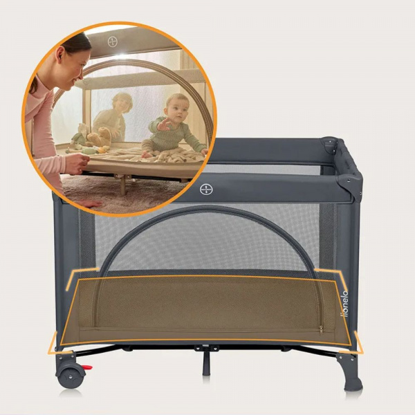 Lit parapluie bébé laura compact 2 en 1 grey concrete Lionelo