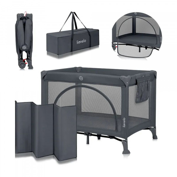 Lit parapluie bébé laura compact 2 en 1 grey concrete Lionelo