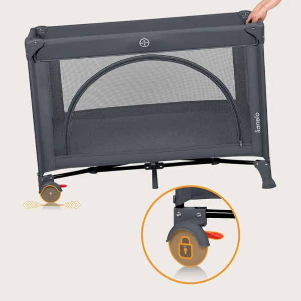 Lit parapluie bébé laura compact 2 en 1 grey concrete Lionelo