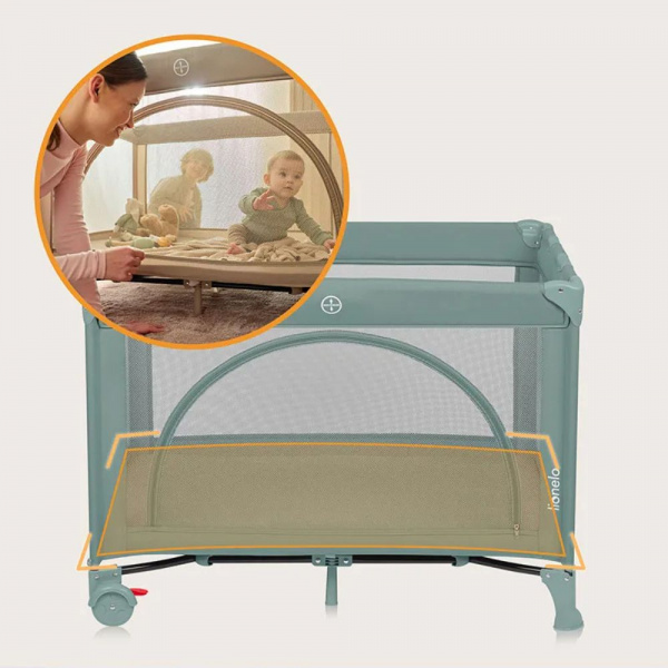 Lit parapluie bébé laura compact 2 en 1 green sage Lionelo