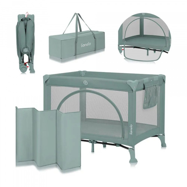 Lit parapluie bébé laura compact 2 en 1 green sage Lionelo