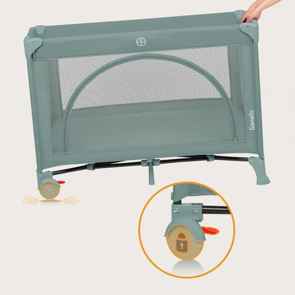 Lit parapluie bébé laura compact 2 en 1 green sage Lionelo