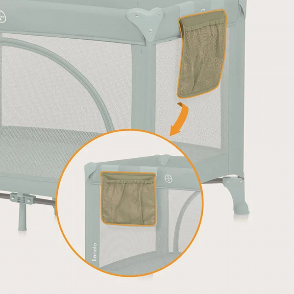 Lit parapluie bébé laura compact 2 en 1 green sage Lionelo