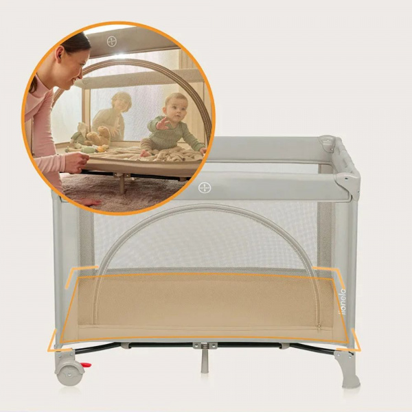 Lit parapluie bébé laura compact 2 en 1 beige sand Lionelo