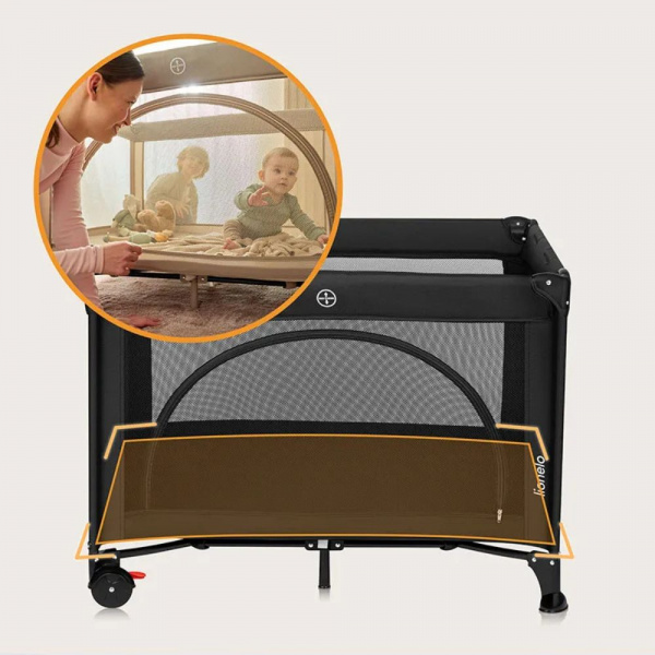 Lit parapluie bébé laura compact 2 en 1 black carbon Lionelo