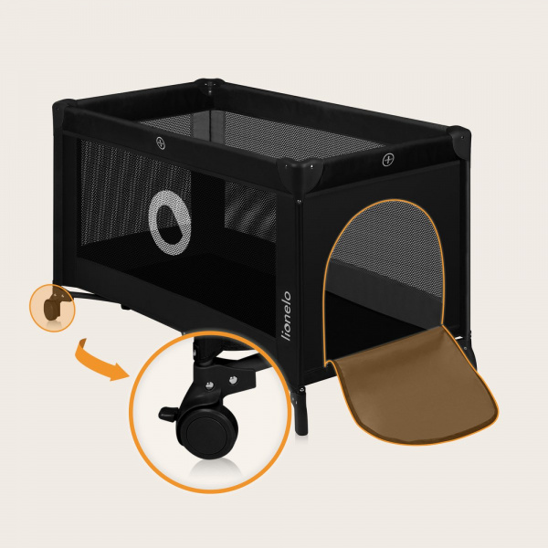 Lit parapluie bébé stefi - black carbon Lionelo