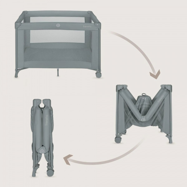 Lit parapluie bébé amelie compact avec matelas grey concrete Lionelo