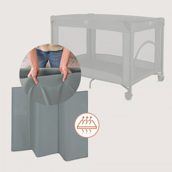 Lit parapluie bébé amelie compact avec matelas grey concrete Lionelo