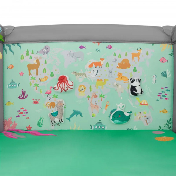 Parc bébé mille plus 100x100 cm pliable avec matelas grey green Lionelo