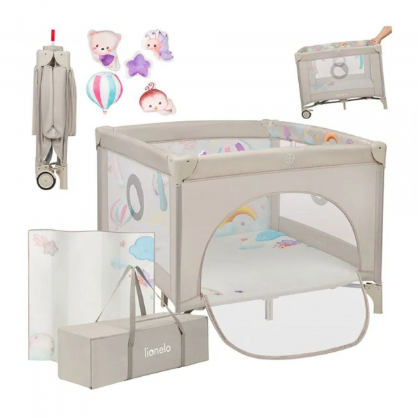 Parc bébé mille plus 100x100 cm pliable avec matelas grey beige Lionelo