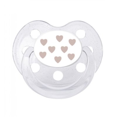 Sucette 0-6 mois coeurs roses