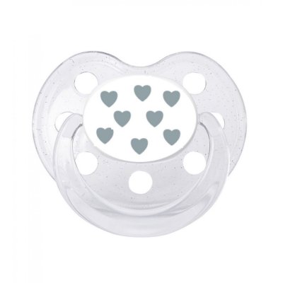 Sucette 0-6 mois coeurs bleus
