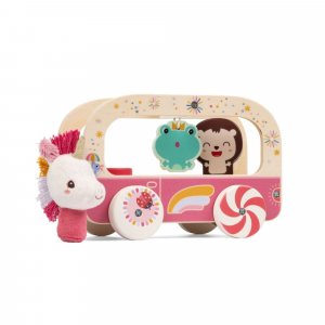 Jouet en bois à tirer bus magique lena la licorne Lilliputiens