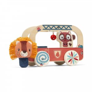 Jouet en bois à tirer camion de pompier jack le lion Lilliputiens