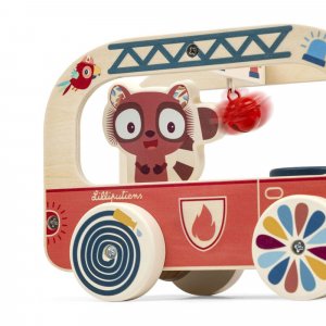 Jouet en bois à tirer camion de pompier jack le lion Lilliputiens