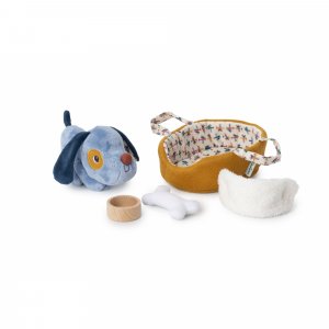 Peluche jules le chien et son panier Lilliputiens