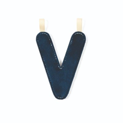 Lettre en tissu phosphorescente bleue v