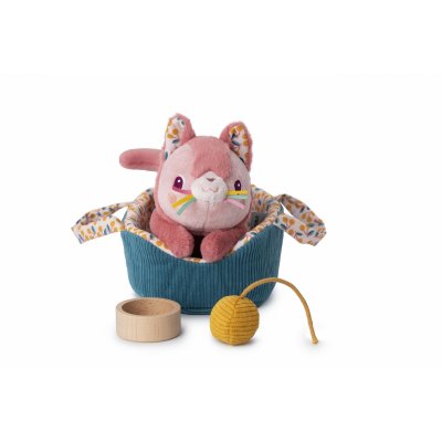 Peluche jeanne le chat et son panier