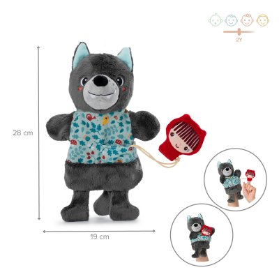Peluche marionnette à main louis le loup