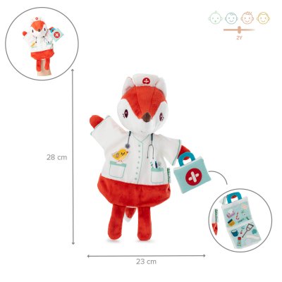 Peluche marionnette à main alice docteur