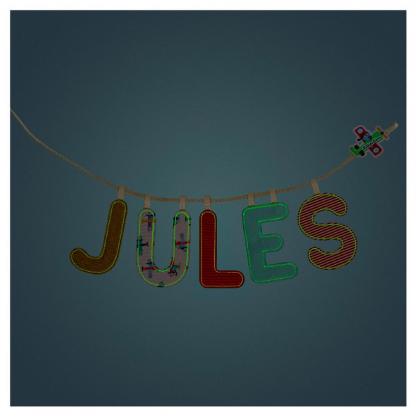 Lettre en tissu phosphorescente bleue e Lilliputiens