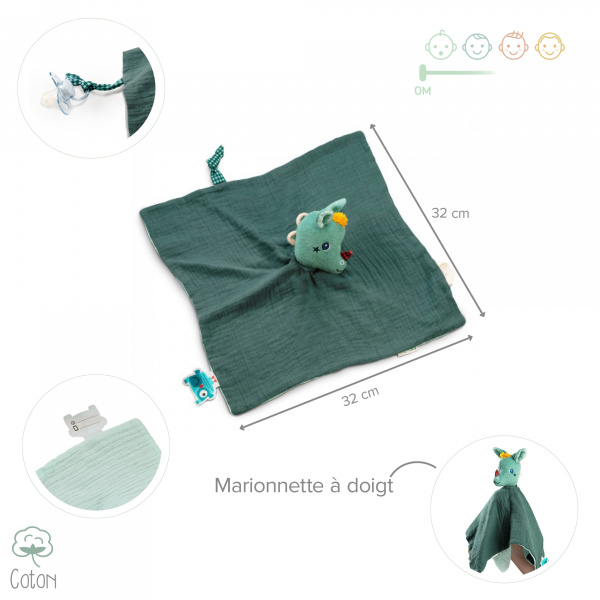 Doudou lange eco-friendly joe le dragon Lilliputiens