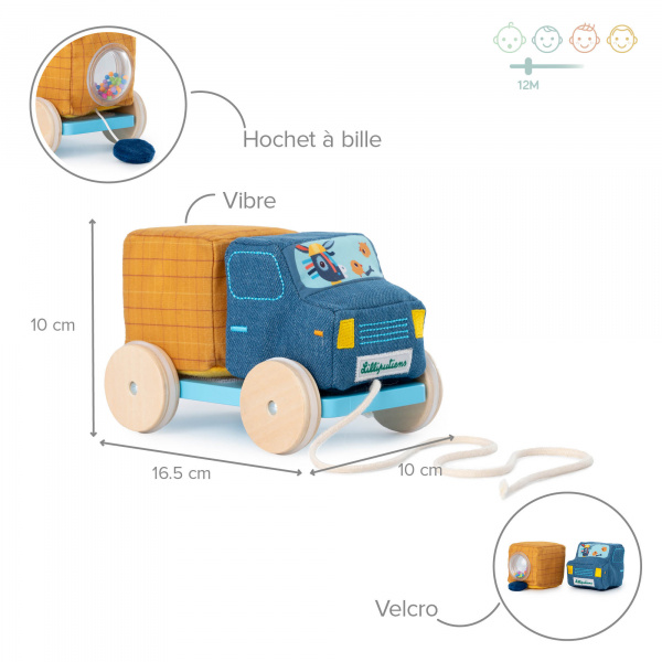 Jouet à tirer camion benne Lilliputiens