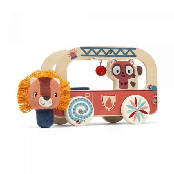 Jouet en bois à tirer camion de pompier jack le lion Lilliputiens