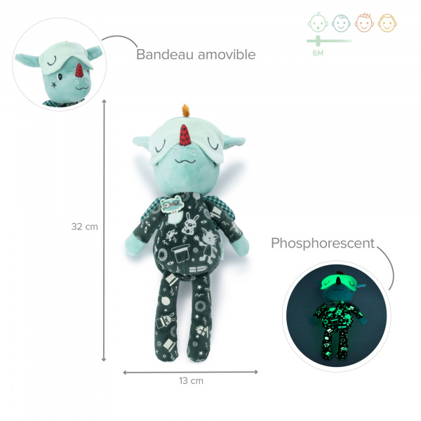 Peluche phosphorescente joe ami de la nuit Lilliputiens