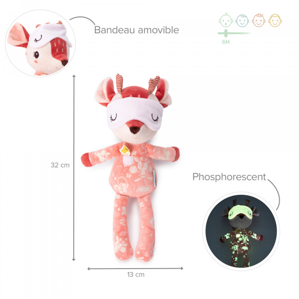 Peluche phosphorescente joe ami de la nuit Lilliputiens