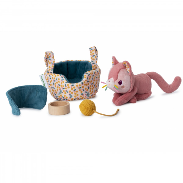 Peluche jeanne le chat et son panier Lilliputiens