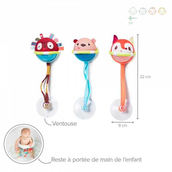 Lot de 3 balles de bain georges, césar et alice Lilliputiens
