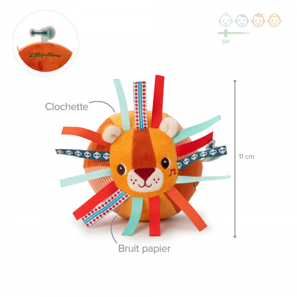 Balle en tissu jack le lion Lilliputiens