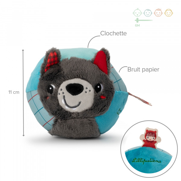 Balle en tissu louis le loup Lilliputiens