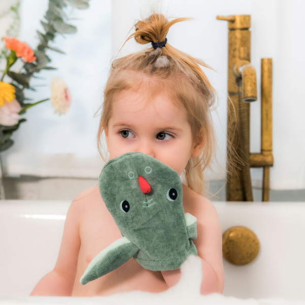 Lot de 2 gants de toilette marionnette joe Lilliputiens