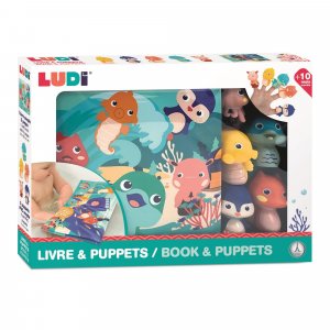 Livre de bain avec 5 marionnettes à doigts Ludi jouets