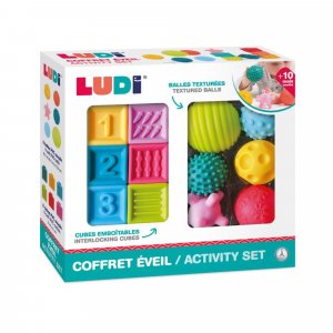 Coffret d'éveil sensoriel 6 balles et 6 cubes souples Ludi jouets