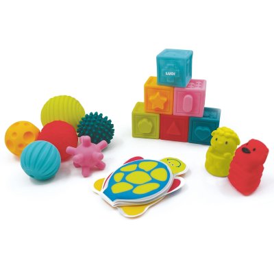 LUDI JOUETS Coffret éveil sensoriel livre cubes balles