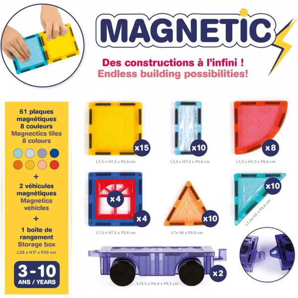 Jeu de construction véhicules magnétiques 63 pièces Ludi jouets
