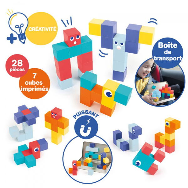 Jeu de construction cubes magnétiques 28 pièces Ludi jouets